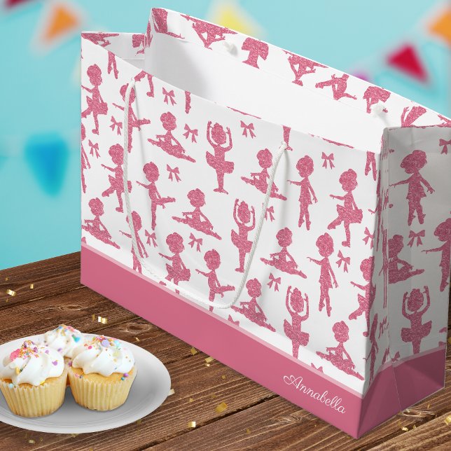 Grand Sac Cadeau Parties scintillant rose fille Ballerina Motif fêt (Créateur téléchargé)