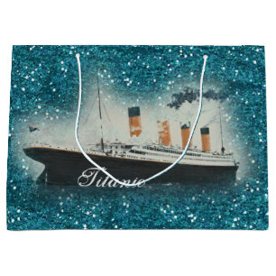 Grand Sac Cadeau Parties scintillant Titanic Sapphire White Star