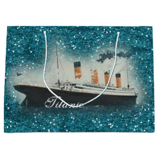 Grand Sac Cadeau Parties scintillant Titanic Sapphire White Star