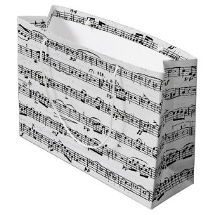 Grand Sac Cadeau Partition Sur Bois Blanchi