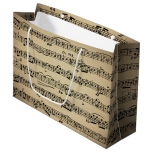 Grand Sac Cadeau Partition sur papier Vintage