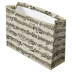 Grand Sac Cadeau Partition sur papier Vintage