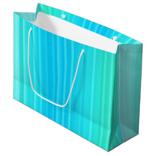 Grand Sac Cadeau Pastel Abstrait Turquoise Bleu Bleu Grandes Têtes 