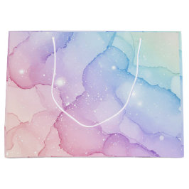 Grand Sac Cadeau Pastel Mermaid Stardust Aquarelle Abstraite