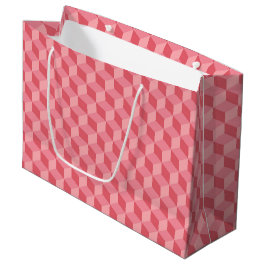 GRAND SAC CADEAU PASTEL ROSE MOTIFS DE CUBE GÉOMÉTRIQUE