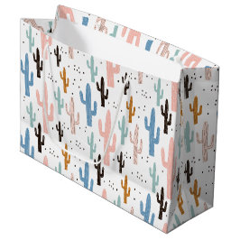 Grand Sac Cadeau Pastel Saguaro Cactus Motif