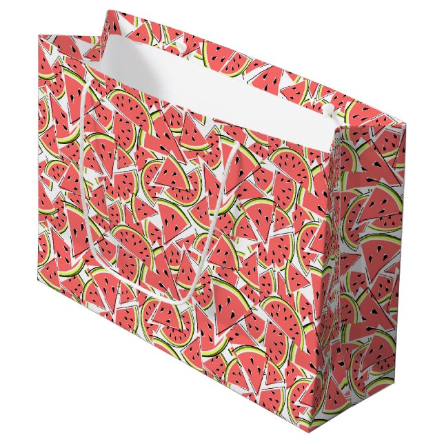 Grand Sac Cadeau Pastèque partout (Devant Angle)
