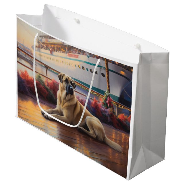 Grand Sac Cadeau Pasteur anatolien Croisière de Noël : Pawsome (Devant Angle)