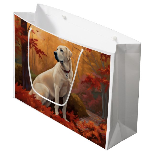 Grand Sac Cadeau Pasteur anatolien en automne Feuilles automne Insp (Devant Angle)