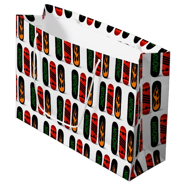 Grand Sac Cadeau Patinage cool Skateboard Personnalisé (Devant Angle)