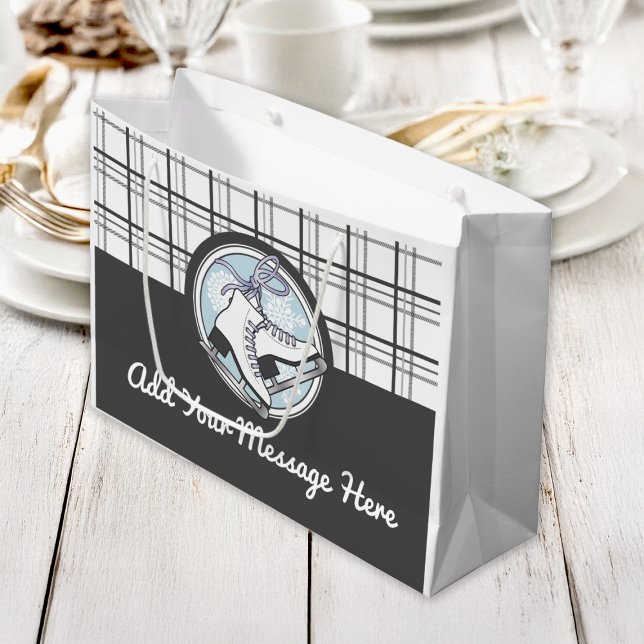 Grand Sac Cadeau Patinage Tartan moderne (Créateur téléchargé)