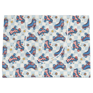 Grand Sac Cadeau Patins à rouleaux 4 juillet rétros