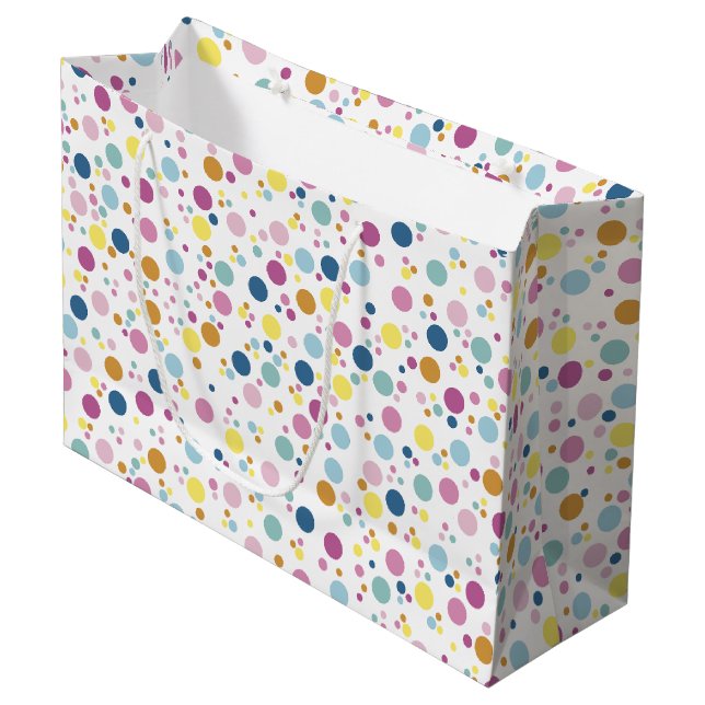 Grand Sac Cadeau Pattern de Colorful Polka (Devant Angle)