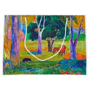 Grand Sac Cadeau Paysage avec cochon et cheval, Gauguin