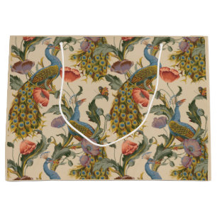 Grand Sac Cadeau Peacock Motif vintage Art coloré