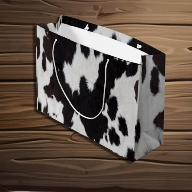 Grand Sac Cadeau peau de vache noir (cOW gIFT bAG)