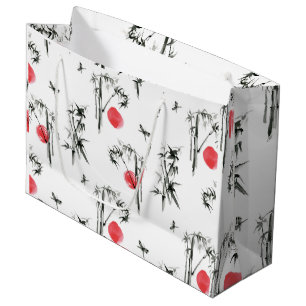 Grand Sac Cadeau Peinture à encre japonaise Sumi-e
