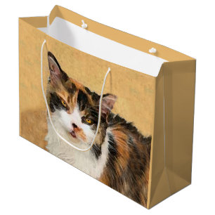 Grand Sac Cadeau Peinture de chat Calico - Cute Original Cat Art