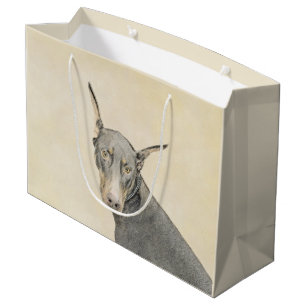 Grand Sac Cadeau Peinture de Doberman Pinscher - Art original de ch