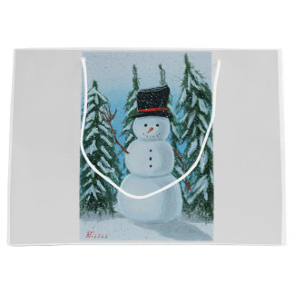 Grand Sac Cadeau Peinture numérique Snowman