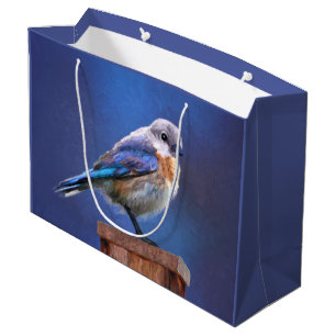 Grand Sac Cadeau Peinture pour oiseaux bleus (femelle) - Art origin