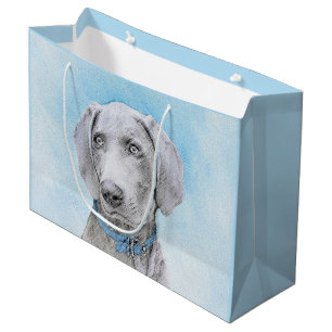 Grand Sac Cadeau Peinture Weimaraner - Joli art original chien