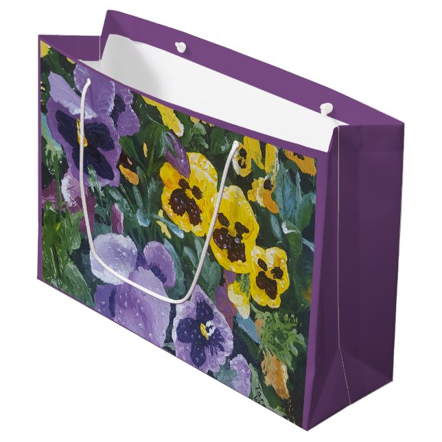 Grand Sac Cadeau Pensée florale Giftbag (Devant Angle)