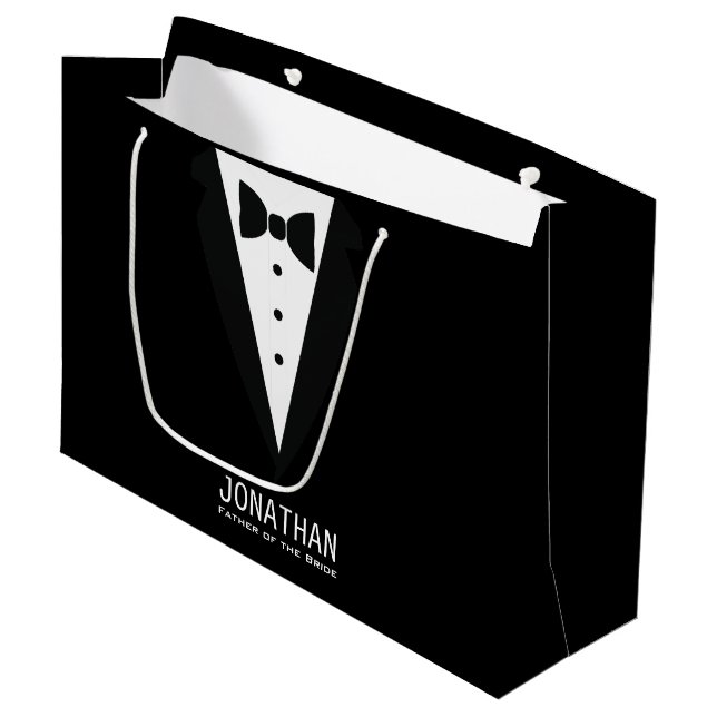 Grand Sac Cadeau Père classique de la mariée Mariage Tuxedo (Devant Angle)