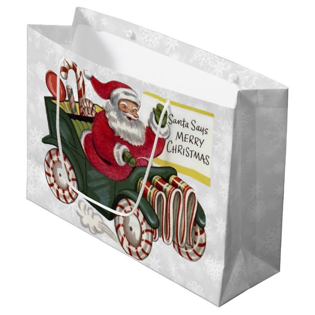 Grand Sac Cadeau Père Noël dit Joyeux Noël (Devant Angle)