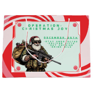 Grand Sac Cadeau Père Noël drôle militaire/Noël