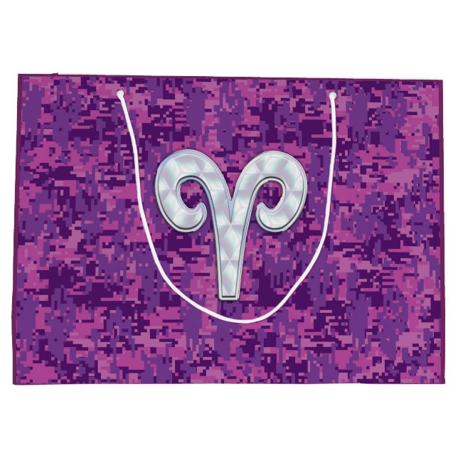 Grand Sac Cadeau Perle comme le camouflage de rose de signe de (Dos)