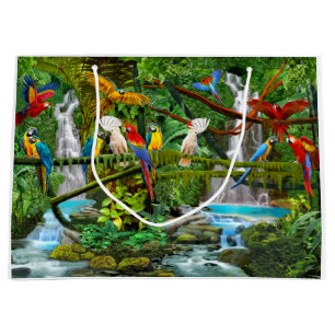 GRAND SAC CADEAU PERROQUETS DANS LE PARADIS