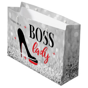 Grand Sac Cadeau Personalisé Rouge Bas Stiletto Talon Boss Lady