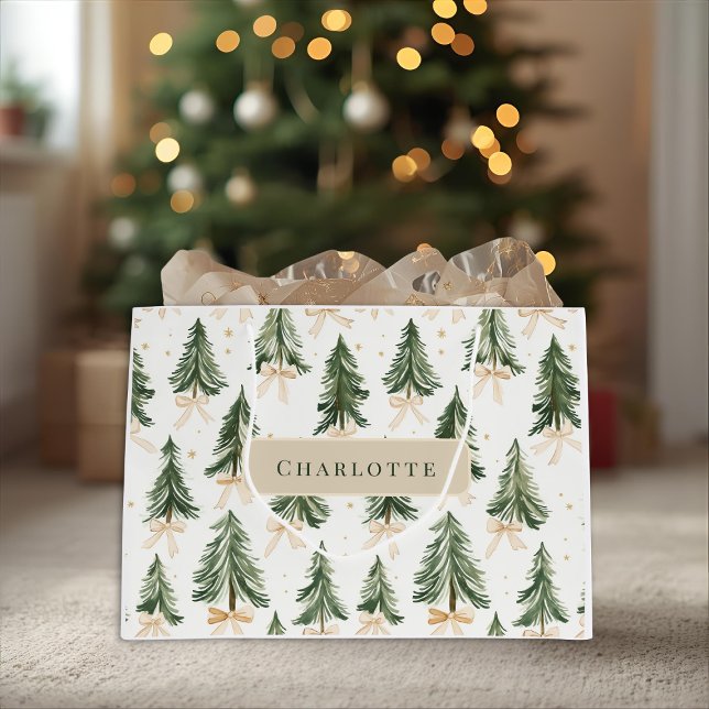 Grand Sac Cadeau Personalized Christmas Tree Name Gift Bag (Créateur téléchargé)