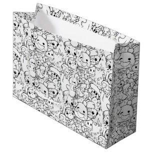 Grand Sac Cadeau Personnages Mignons Kawaii Doodle (1)