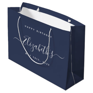 Grand Sac Cadeau Personnalisé Anniversaire bleu foncé