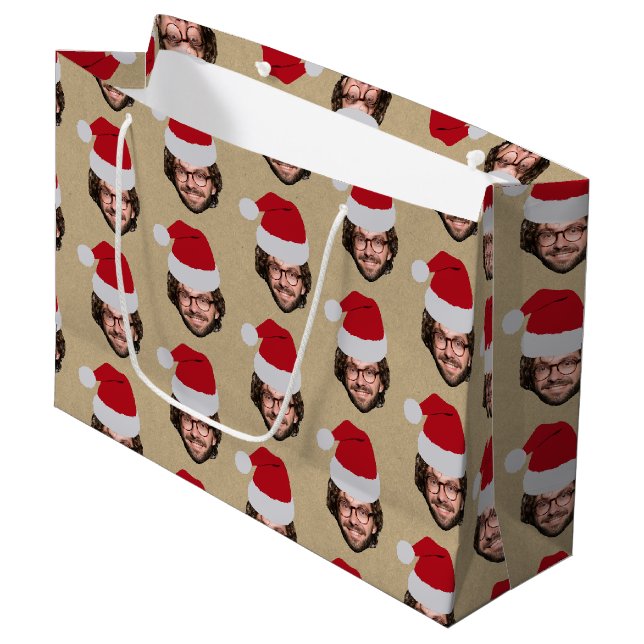 Grand Sac Cadeau Personnalisé Fantastique Noël Chapeau de Noël Visa (Devant Angle)