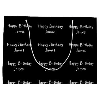 Grand Sac Cadeau Personnalisé Nom Joyeux Anniversaire Noir