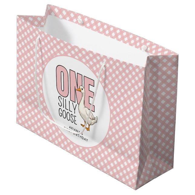 Grand Sac Cadeau Personnalisé Une Oie Silencieuse 1er Anniversaire  (Devant Angle)