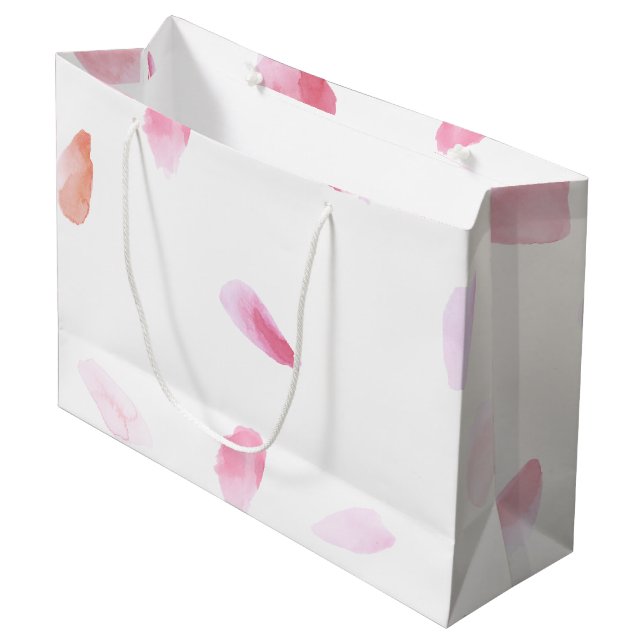 Grand Sac Cadeau Pétales Roses romantiques (Devant Angle)