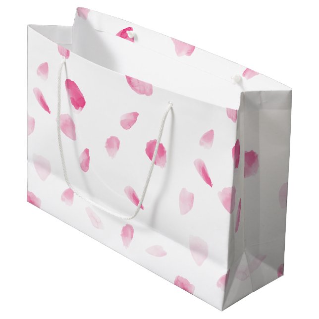 Grand Sac Cadeau Pétales Roses romantiques (Devant Angle)