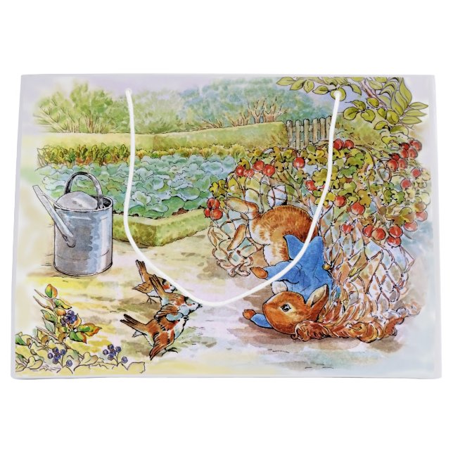 Grand Sac Cadeau Peter le lapin Tumbling dans Vegie Patch (Devant)