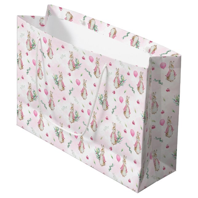 Grand Sac Cadeau Peter Rabbit rose (Devant Angle)