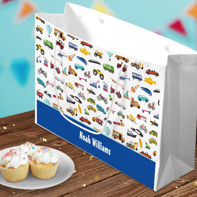 Grand Sac Cadeau Petit Garçon Things That Move Vehicle Cars Kid (Créateur téléchargé)