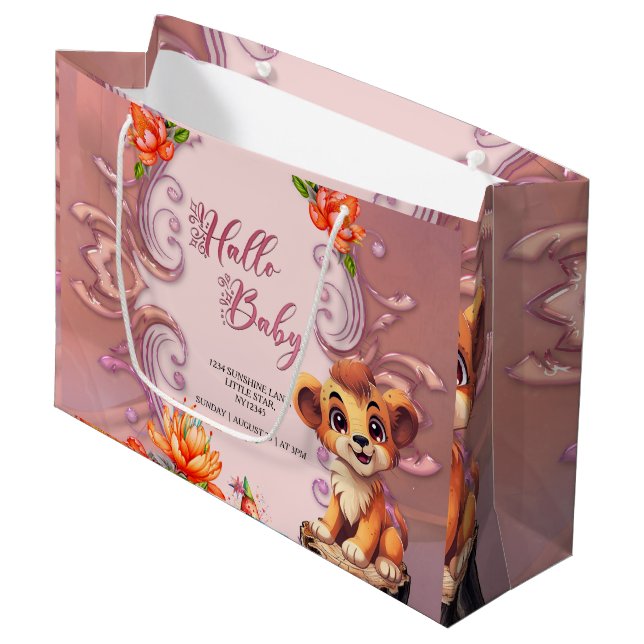 Grand Sac Cadeau Petit lion mignon (Devant Angle)
