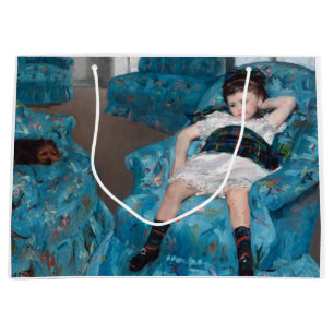 Grand Sac Cadeau Petite fille dans un fauteuil bleu, Cassatt