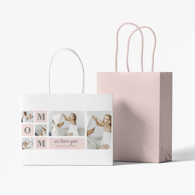 Grand Sac Cadeau Photo de collection moderne Best Mom Ever Pink Cad (Créateur téléchargé)
