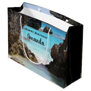 Grand Sac Cadeau Photo de l'anniversaire de Tropical Island Coast &