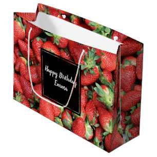 Grand Sac Cadeau Photo de Red Juicy Strawberries Anniversaire