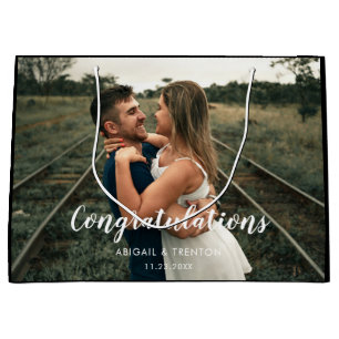 Grand Sac Cadeau Photo du jour de mariage personnalisé